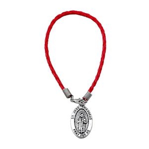 Bracciale in pelle rossa 20 pezzi - Charms B-65 in lega di zinco argento antico 