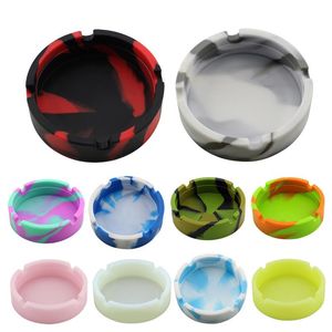 Silicone Soft Round AshTray Ash Bandeja Titular Plumoulinous Portable Anti-escaldante Cigarro Suporte Multicolor Eco-Friendly Acessórios para fumar