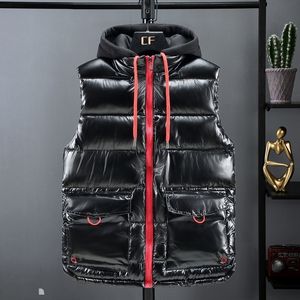 Neue Weste Männer Casual Verdicken Winter Wasserdichte Warme Mit Kapuze Große Taschen Ärmellose Mantel Hut Abnehmbare Plus Größe 4XL 5XL 201119