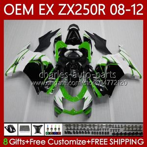 川崎忍者EX250 EX-250 ZX250 RE ZX 250R 08 09 10 11 12 81NO.4 2008  -  2011年ZX250R 2008 2009 2010 2011 2012 OEMフェアリンググリーンブラックBLK