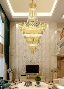 Novo luxo moderno lustre de cristal para escada longa luminária villa lobby sala estar decoração pendurar iluminação