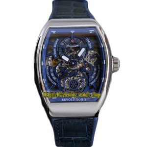 2022 Coleção dos homens Revolutio 3 V 50 V 45 SC DT Automática Mens relógio azul esqueleto Dial 316L Caso de aço inoxidável Caixa de borracha de couro Eternity Sport Watches