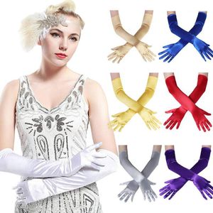 Fingerless Gloves Brand 2021 Fashion Womens Satin Long Opera Evening Party Prom Costume Velvet Laser1