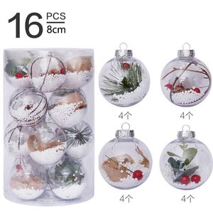 16 pz 8 cm palline di ornamento di Natale grande plastica trasparente riempibili ornamento infrangibile palline di Natale per l'albero di Natale 201128