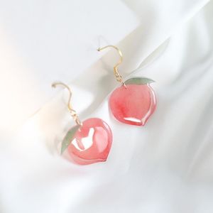 Dangle & Chandelier Korean Acrylic Trendy Pink Peach Drop Earrings For Women Cute Sweet Jewelry Fashion Earbob 2022