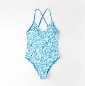 Damen-Bademode, Badeanzüge, Bikini, sexy, klassisch, mit Buchstaben bedruckt, blau, Set mit BH, Bodysuit, Bikinis, Sommermode, einteilig, Strand-Designeranzüge, Damen, rückenfrei, F-F