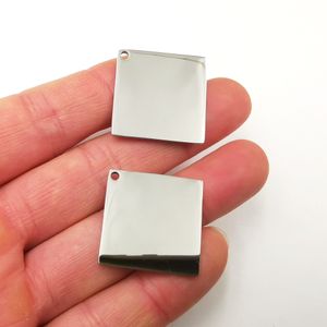 10pcs Lot 25MM Square Army Card Tag Stainless Steel Pendants Charms Jewelry Marking Findings DIY