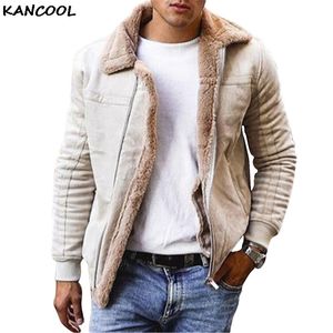 Jaquetas de couro falso de Kancool masculino e casacos lenços de lã de inverno quente parkas quentes moda engrossar térmico de pele falsa sobretudo outerwear C1120