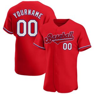 Personalizado Vermelho Branco-Royal-0157 Jersey autêntica de beisebol