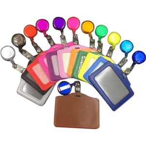 2021 Cheap Bank Credit Card Holders with Retractable Reel PU Card Bus ID Holders Identity Badge for Office School