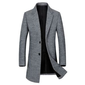 New Fashion Long Woolen Coat Men Single Breasted Trench Coat Men For Overcoat Winter Business Casual Slim Fit Wool Pea Coats 3XL