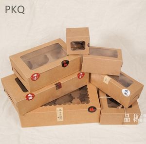 Opakowanie prezentowe 32.5x25x9cm 12 szklanki pudełka na ciasto duże Kraft Paper Opakowanie rzemieślnicze pudełka na babeczki do pieczenia deser pakowanie 10pcs1