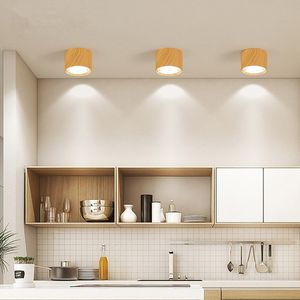 Nordic Wood Cob Ceiling Spot Light 5W 12W Ytmonterad lampa för AILSE sovrum kök bar butiker inomhus belysning 7