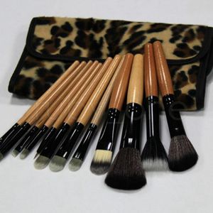 12 pezzi per set Set di pennelli per trucco da donna Pro Set di pennelli di bellezza per borsa leopardata Strumento cosmetico RRA3896