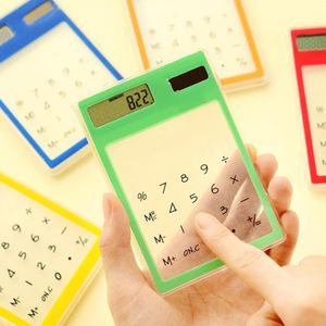 Wholesale transparent calculators for sale - Group buy Ultra Slim Mini Transparent Solar Powered LCD Touch Screen Student Calculator