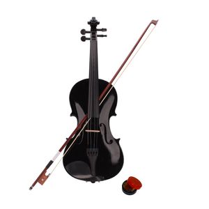 Akustische Violine 4/4 Vollgröße mit Fall und Bogen-Kolophonium-Set 4-Saiten Schwarz für Studenten Musikinstrumente US-Bestände im Angebot