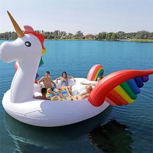 Party Supplies Uppblåsbara Island Flytande rad Vuxen Vatten Surfa Toy Människor Unicorn Pegasus Flamingo Giant Mount Pool Party Inventory