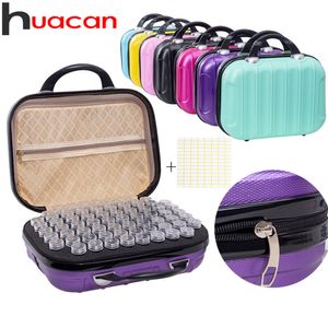 Huacan New 132ボトル5Dダイヤモンド絵画収納ボックスツールダイヤモンド刺繍アクセサリーハンドバッグジッパーコンテナ201112