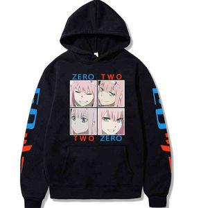 2020 HARAJUKU FRANXX UNISEX Hoodies Japon Anime Sıfır İki Baskılı erkek Hoodie Streetwear Casual Tişörtü H1227