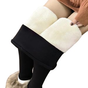 Leggings lençados de velo inverno para mulheres cintura alta leggings grossos pelúcia calças térmicas mornas