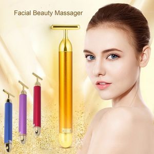 DHL Electric Face Lyft 24k Guld Ansiktsskönhet Vibration Roller Massager Stick Face Skin Care Stick Lyftning Furning by Hope11