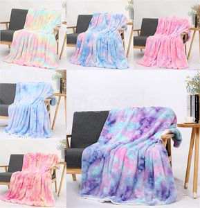 Tie-dye Flannel Blankets Warm Sherpa Blanket Kids Adults Quilt Plush Double Thickening Winter Couch Blankets DB416