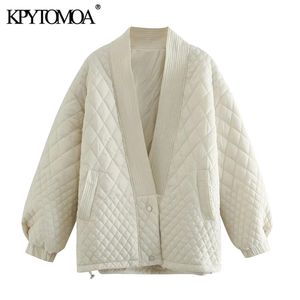 Kpytomoa النساء أزياء المتضخم ستر argyle سترة معطف مبطن خمر طويلة الأكمام جيوب الإناث قميص شيك قمم 201217