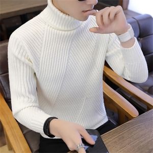 Gestreifter Rollkragenpullover Herrenpullover Wollpullover Pullover Männlich Übergroßer Rollkragenpullover Männer Sweter Pull Jumper Koreanischer Stil Weiß 201126