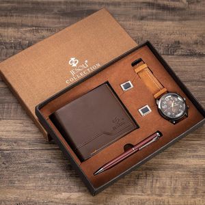 Наручные часы Мужская подарочная установка Красиво упакованные часы кошелек Запонки ручка продажа креативных сочетаний женщин пара