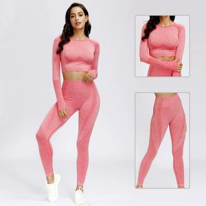 MM Seamless Yoga Suit 2 piece Sports Shirts Crop Top Seamless Leggings Sport Set Gym Clothes Fitness Tracksuit Workout Set Femme Y1229