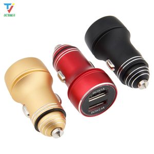 Car Ciężarówka Dual 2 Port USB Mini Ładowarka Adapter dla iPhone 7 Plus 6 5S 4S Huawei P10 Samsung Galaxy S8 S7 Celular Black 12V Moc 50 sztuk / partia