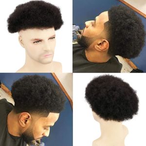 Męska afro Toupee Black Menafrican American Wigs Hair Unit Black Man 8x10 '' African Curly Lace System 120% Gęstość