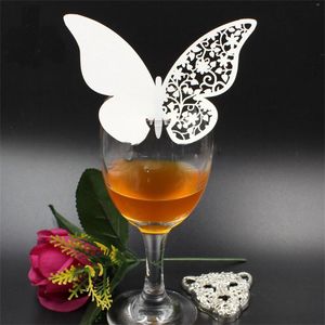 White Hollow Paper Butterfly kort Bröllopsdekorationer Kortfest Hotell Hem Röd Vin Champagne Kort Hot Sale JG G2