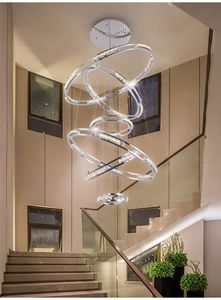 New Modern Crystal Chandelier in the Hall Living Room Ring Lamp Chrome Staircase Lighting Home Decoration Light Fixtures
