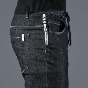 Icpans Coréia Skinny Jeans Homens Slim Fit Preto Azul Elástica Elástica Cintura Denim Calças Homens Primavera Verão 201111