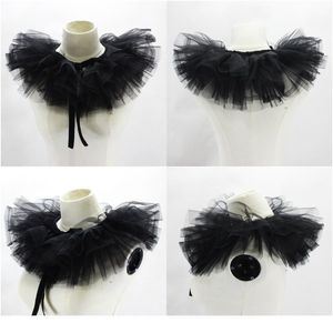 Donne Victorian Ruffled Maglia Fake Collar Scialle Retro stratificato Tulle Staccabile Neck Ruff Decorativo Pagliaccio Cospla JLLEXF