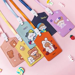 Storage Bags Cartoon ID Card Holder Access Bank Credit Bus Staff Identify Cards Protective Sleeve Badge Cover Kids Children With Lanyard Neck Strap ZL0303