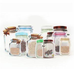 Commercio all'ingrosso 50 pezzi Mason Jar Valve Borse Riutilizzabili Snack Saver Bag a tenuta stagna Food Home Storage Organizzazione Borse per bambini da viaggio 201022