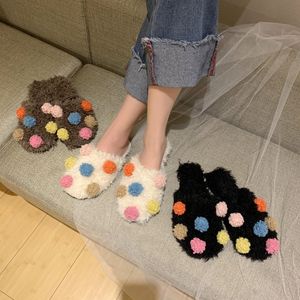 New Brand Women Mules Slippers Winter Warm Fur Slides Ladies Casual Flat Heel Flip Flops Female House Shoes Slip On Loafer 2021 Y1124