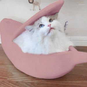 Cat Beds & Furniture 2021 StyleSmall Pet Bed Banana Shape Fluffy Warm Soft Plush Breathable Pet1