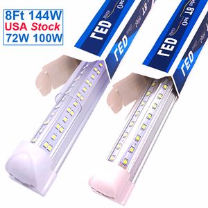 8 Fuß industrielle LED-Ladenleuchte, integrierte 96-Zoll-T8-LED-Röhre, steckbare 8-Fuß-Glühbirnen für Garage, Lager, V-Form, 72 W, 100 W, 144 W, 150 W, 8 Fuß Streifenleiste