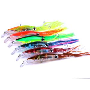 Fiske Lure 14cm 6 Färg 40g 3D Eyes Bait Cake Beard Baits Octopus Luer Integrerad konstgjord bionisk plast