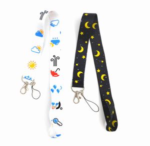 Großhandel 10 Stück Wettervorhersage Mond Sterne Abzeichen Lanyard Schlüsselanhänger Geschenk Schlüsselanhänger Umhängeband Schlüssel iPhone ID Karte