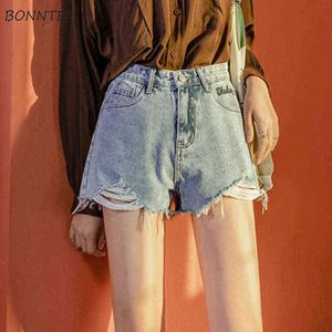 Denim Shorts Women Design Vintage Tassel Korean Styleges Casual High Waist Summer All-match Streetwear Daily Patchwork New Y220311