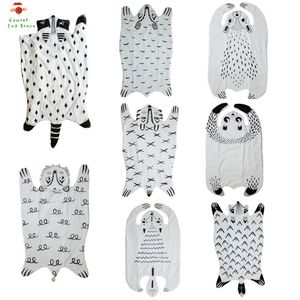 Cartoon Animals Raccoon Fox Tiger Bear Panda Lion Baby Quilted Play Mats Coperta Pad Tappeto Tappeto Nordic Style Kids Bed Room Decor LJ201105