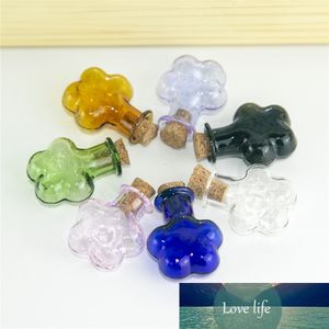Wholesale flower vials resale online - Plum Flower Shaped Mini Glass Bottles With Corks Handcrafted Art Jars Pendants Perfume Vials Gifts Mix Colors