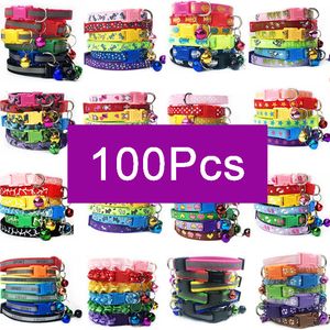 Wholesale 100Pcs Collars For Dog Collar With Bells Adjustable Necklace Pet Puppy kitten Collar Accessories Pet shop products Q1118