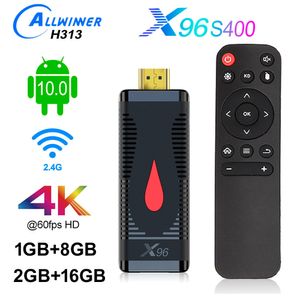 X96 S400 Android 10 TV Stick 2GB 16GB Allwinner H313 Quad Core 4K 60fps H.265 2.4G WiFi Smart Media Player TV Box Dongle 1G8G med G10 G21