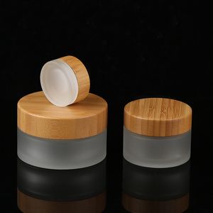 5g 10g 15g 20g 30g 50g Frosted Glass Candle Jar with Wooden Lid Wholesale Skin Care Body Butter Jar Food Grade Honey Storage Glass Jar with Bamboo Lid Freeship