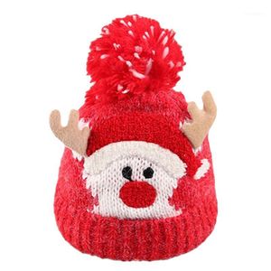 Noel dekorasyonları 1pcs şapka bebek çocuk kızlar erkekler sıcak kış örgü yün bere şapkalar xmas sevimli geyik kaps1